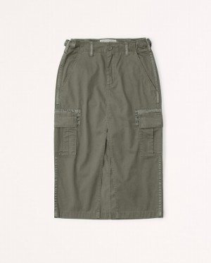 Abercrombie 2000s Cargo Midi Kjolar Dam Olivgröna | 8629-JQUCO