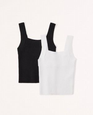 Abercrombie 2-pack Ribbed Linnen Dam Svarta Vita | 2610-OHQVT