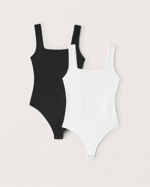 Abercrombie 2-pack Seamless Fabric Bodysuit Dam Svarta Vita | 3691-LCPAM