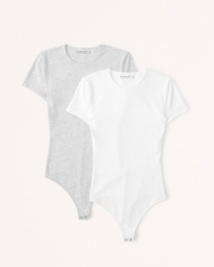 Abercrombie 2-pack-sleeve Bodysuit Dam LjusGrå Olika Färger | 3290-NAWMS