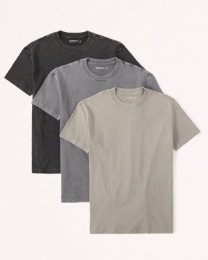 Abercrombie 3-pack Essential T-shirt Herr Grå Olika Färger | 8549-LEKXR