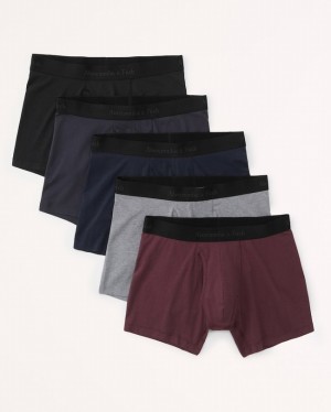 Abercrombie 5-pack Boxer Underkläder Herr Svarta Vinröda Grå | 6243-WYGKC