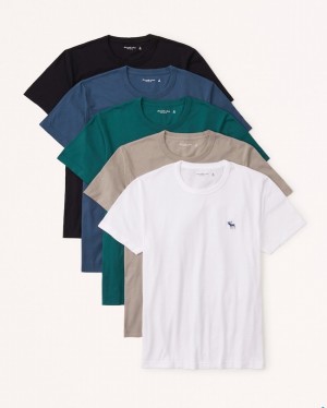 Abercrombie 5-pack Elevated Icon T-shirt Herr Turkos | 4087-UQSZL