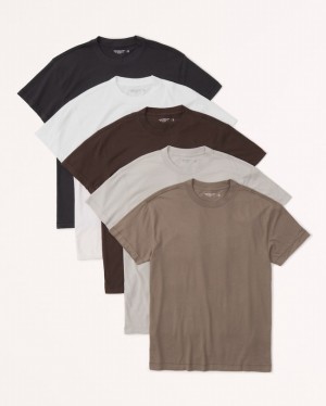 Abercrombie 5-pack Essential T-shirt Herr LjusBruna | 9742-RKCGW