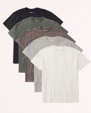 Abercrombie 5-pack Essential T-shirt Herr Bruna Olika Färger | 5983-FXGHI