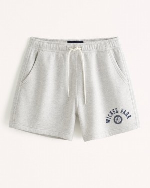 Abercrombie 6 Inch Graphic Fleece Shorts Herr LjusGrå | 4587-FUBSP