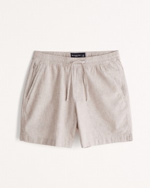 Abercrombie 6 Inch Linen-blend Pull-on Shorts Herr LjusKhaki | 4158-IBGUF