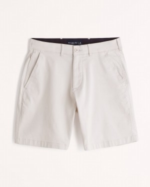 Abercrombie 9 Inch Modern Plainfront Shorts Herr Vita | 5734-IVHFP