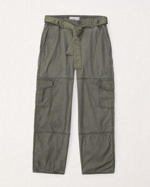 Abercrombie Belted Cargos Byxor Tjej Gröna | 4036-XYIFT