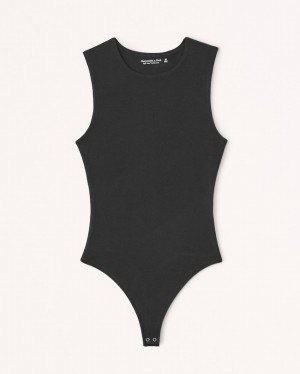 Abercrombie Bomull Seamless Fabric Crew Bodysuit Dam Svarta | 6217-DGKOF