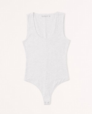 Abercrombie Bomull Seamless Fabric Scoopneck Bodysuit Dam LjusGrå | 1852-CFNRP