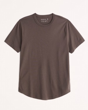 Abercrombie Bomull-modal Curved Hem T-shirt Herr Bruna | 8610-SRNTM