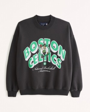 Abercrombie Boston Celtics Graphic Crew Tröjor Herr MörkGrå | 8491-OIMWG