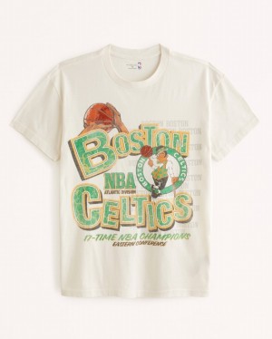 Abercrombie Boston Celtics Graphic T-shirt Herr Vita | 6710-CKFVM