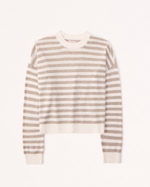 Abercrombie Cashmere Striped Scoopneck Tröjor Dam Beige | 8324-LQRVN