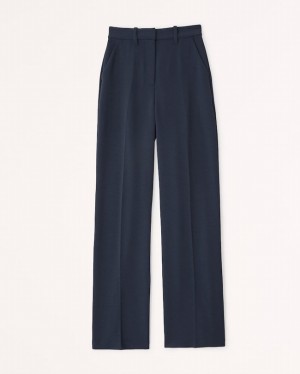 Abercrombie Clean Premium Crepe Wide Leg Byxor Dam Marinblå | 4650-CJLDM