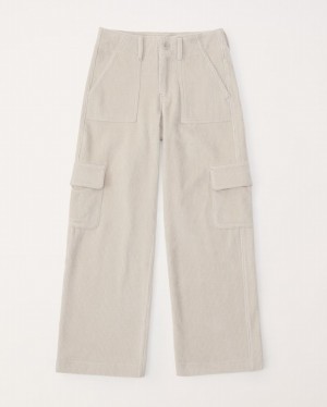 Abercrombie Corduroy Wide Leg Cargos Byxor Tjej Beige | 9358-FILSQ