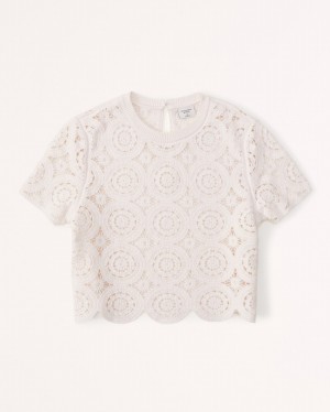 Abercrombie Crochet Mosaic Tile T-shirt Dam Vita | 7029-TSRNA