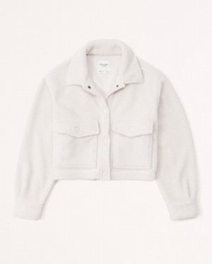 Abercrombie Cropped Sherpa Jackor Dam Grädde | 1728-KDJGE