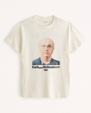 Abercrombie Curb Your Enthusiasm Graphic T-shirt Herr Vita | 9623-TRNZH