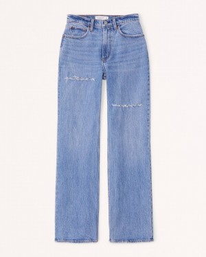 Abercrombie Curve Love High Rise 90s Relaxed Jeans Dam Blå | 3602-ZSJMD