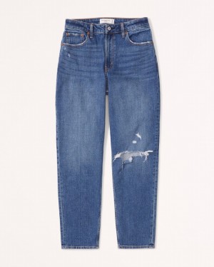 Abercrombie Curve Love High Rise Mom Jeans Dam Blå | 9420-MQJBD