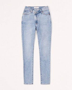 Abercrombie Curve Love High Rise Super Skinny Ankle Jeans Dam LjusBlå | 8921-NWOMS