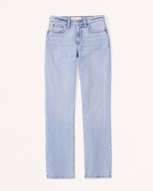 Abercrombie Curve Love Mid Rise 90s Straight Jeans Dam LjusBlå | 8496-OVDFG