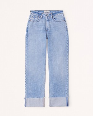 Abercrombie Curve Love Mid Risegy Jeans Dam Blå | 5372-JAQXY