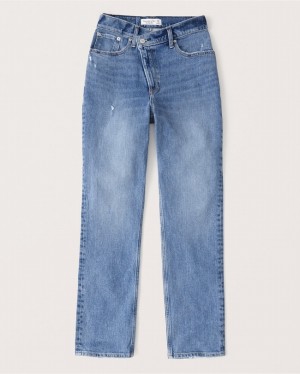 Abercrombie Curve Love Ultra High Rise 90s Straight Jeans Dam Blå | 2163-BDNAR