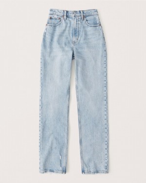 Abercrombie Curve Love Ultra High Rise 90s Straight Jeans Dam LjusBlå | 9407-BNXRD