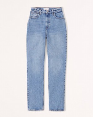 Abercrombie Curve Love Ultra High Rise 90s Straight Jeans Dam Blå | 9731-PBDFM