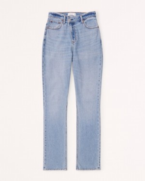 Abercrombie Curve Love Ultra High Rise 90s Slim Straight Jeans Dam LjusBlå | 3657-CEXTY