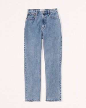 Abercrombie Curve Love Ultra High Rise 90s Straight Jeans Dam Blå | 3905-GZECT