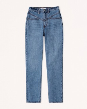 Abercrombie Curve Love Ultra High Rise 90s Straight Jeans Dam Blå | 5820-QJZAS