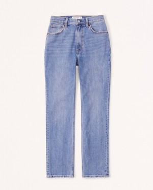 Abercrombie Curve Love Ultra High Rise Ankle Straight Jeans Dam Blå | 2356-BMJSC