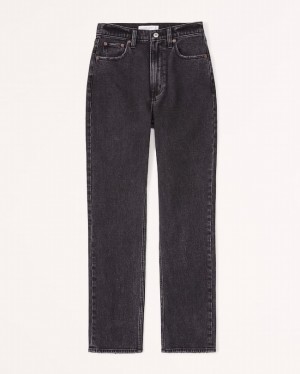 Abercrombie Curve Love Ultra High Rise Ankle Straight Jeans Dam Svarta | 8751-POWYL