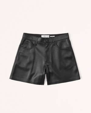 Abercrombie Curve Love Vegan Leather Dad Shorts Dam Svarta | 6431-HTXFQ