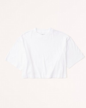 Abercrombie Essential Cropped Easy T-shirt Dam Vita | 8394-LIXVU