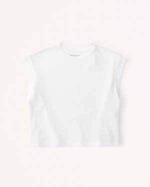 Abercrombie Essential Cropped Sleeveless T-shirt Dam Vita | 2413-KNTOV