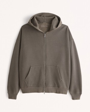 Abercrombie Essential Full-zip Hoodie Herr MörkBruna | 3814-CKPUG