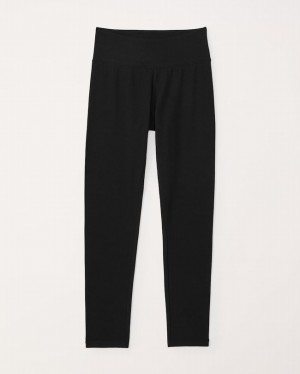 Abercrombie Essential Knits Leggings Tjej Svarta | 6491-ULNJB