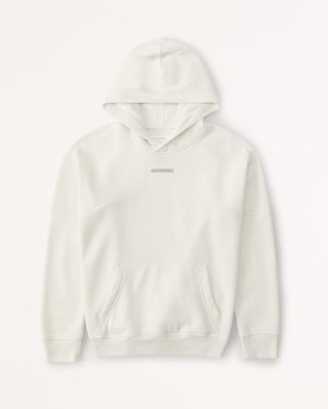 Abercrombie Essential Logo Popover Hoodie Pojke Grädde | 1284-GHMWI