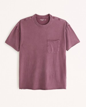 Abercrombie Essential Long-length T-shirt Herr Vinröda Tvätt | 7284-BWVPQ