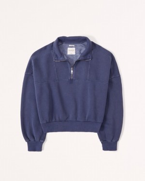 Abercrombie Essential Mini Sunday Half-zip Tröjor Dam Marinblå | 5897-FZBDU