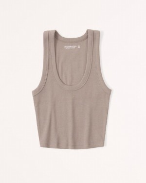 Abercrombie Essential Scoopneck Linnen Dam Bruna | 2384-XRKNA