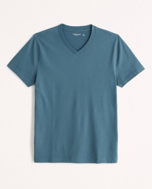 Abercrombie Essential V-neck T-shirt Herr Turkos | 0975-ELUNH