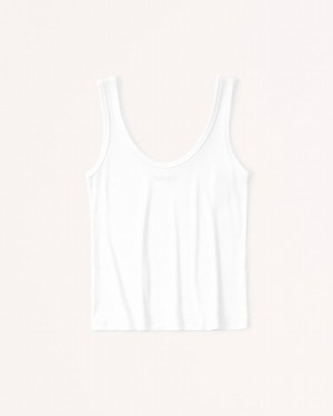 Abercrombie Featherweight Rib Scoopneck Linnen Dam Vita | 2081-UHMXD