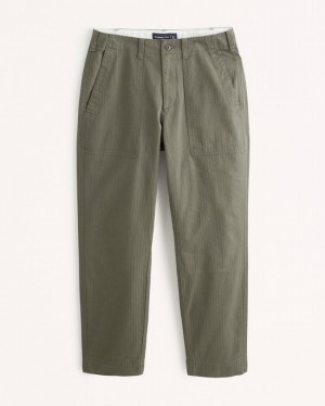 Abercrombie Fixed Waist Herringbone Byxor Herr Olivgröna Gröna | 7854-WJQXD