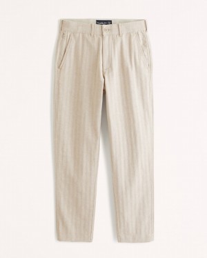 Abercrombie Fixed Waist Linen-blend Byxor Herr LjusBruna | 4237-WZXEM